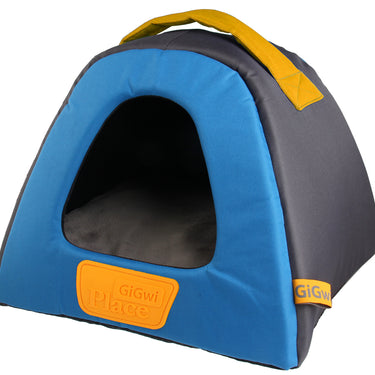 Cama Perros y Gatos tipo Igloo M gris con azul Gigwi