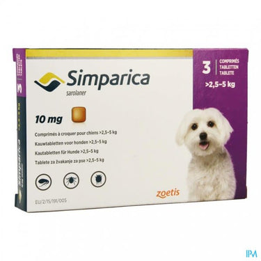 Simparica Antiparasitario Externo 3 comprimidos Perros Zoetis 2.6 a 5 kg