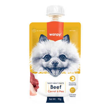 Wanpy Tasty Meat Paste Dog Beef, Carrot y Pea 90 gr