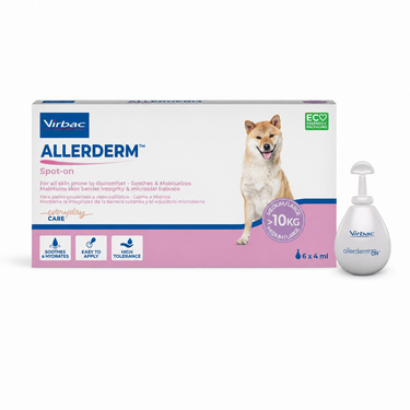 Allerderm Spot-On Virbac con 6 pipetas de 4 ml para perros sobre 10 kg.