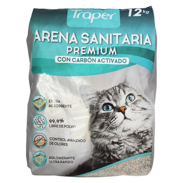 Arena Sanitaria Aglutinante con Carbón Activado Traper 12 kg