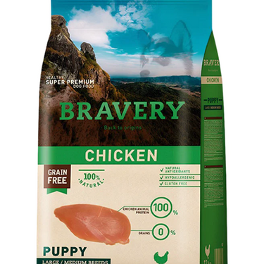 Bravery Pollo Puppy Raza Mediana y Grande 12 kg