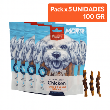 Wanpy Chicken Jerky & Carrot Sticks Dog 100g 5 unid
