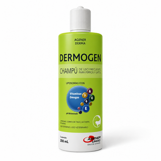 Dermogen Shampoo dermatológico para perros y gatos con vitaminas y Omega 3 y 6 para piel sensible