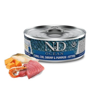 N&D Lata Ocean Kitten Feline Tuna Cod Shrimp & Pumpkin 70 gr