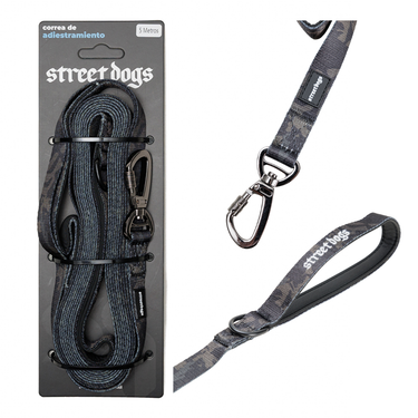 Correa Larga Adiestramiento Perro 5m Black Camo street dogs