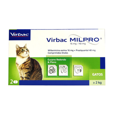 Milpro Antiparasitario interno Gato Virbac 2 comprimidos