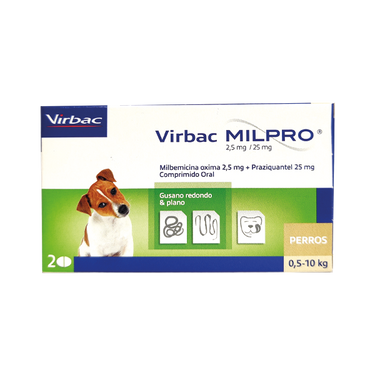 Milpro Antiparasitario Interno Perro 2,5mg/25mg  Virbac 2 Comprimidos