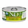 N&D Prime Wild Boar & Apple alimento húmedo para gatos adultos en lata de 70 gramos.