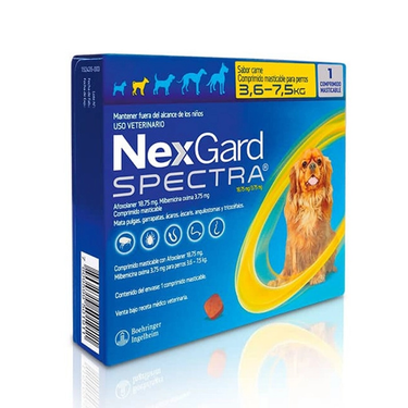 Nexgard spectra antiparasitario perro 1 comp  3,6 a 7,5 kg vcto 30/09