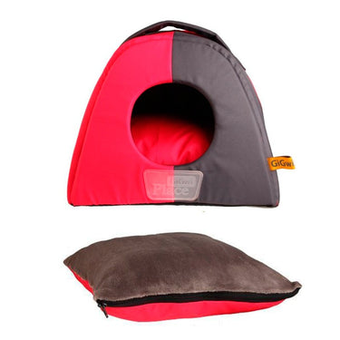 Cama Perros y Gatos tipo Igloo S gris con rosado Gigwi