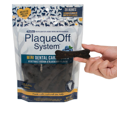 PlaqueOff Mini huesos dentales Vegetales y Arandanos 340 grs