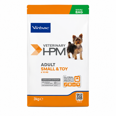 Virbac HPM Adult Dog Small Toy 3 kg alimento premium para perros adultos de razas pequeñas y miniatura.