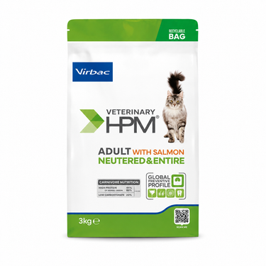 Virbac HPM Adult Salmon Neutered Entire Cat 3 kg alimento premium para gatos adultos 3kg