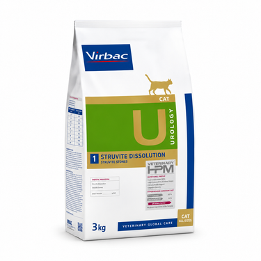 Virbac HPM Cat Urology Struvite Dissolution 3 kg para gatos con cálculos de estruvita.