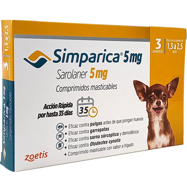 Simparica Antiparasitario Externo 3 comprimidos Perros Zoetis 1.3-2.5 kg