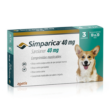 Simparica Antiparasitario Externo 3 comprimidos Perros Zoetis 10.1 a 20 kg