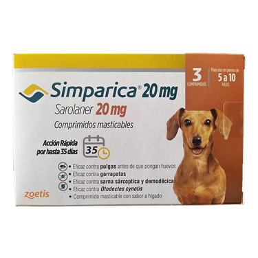 Simparica Antiparasitario Externo 3 comprimidos Perros Zoetis 5.1 a 10 kg