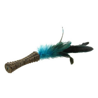 Juguete para gatos Johny stick con pluma natural azul Gigwi