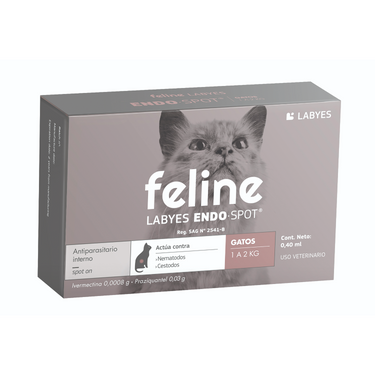 Feline Endospot Antiparasitario Interno Gatos Labyes 1-2 kg (vcto 01-07-2024)